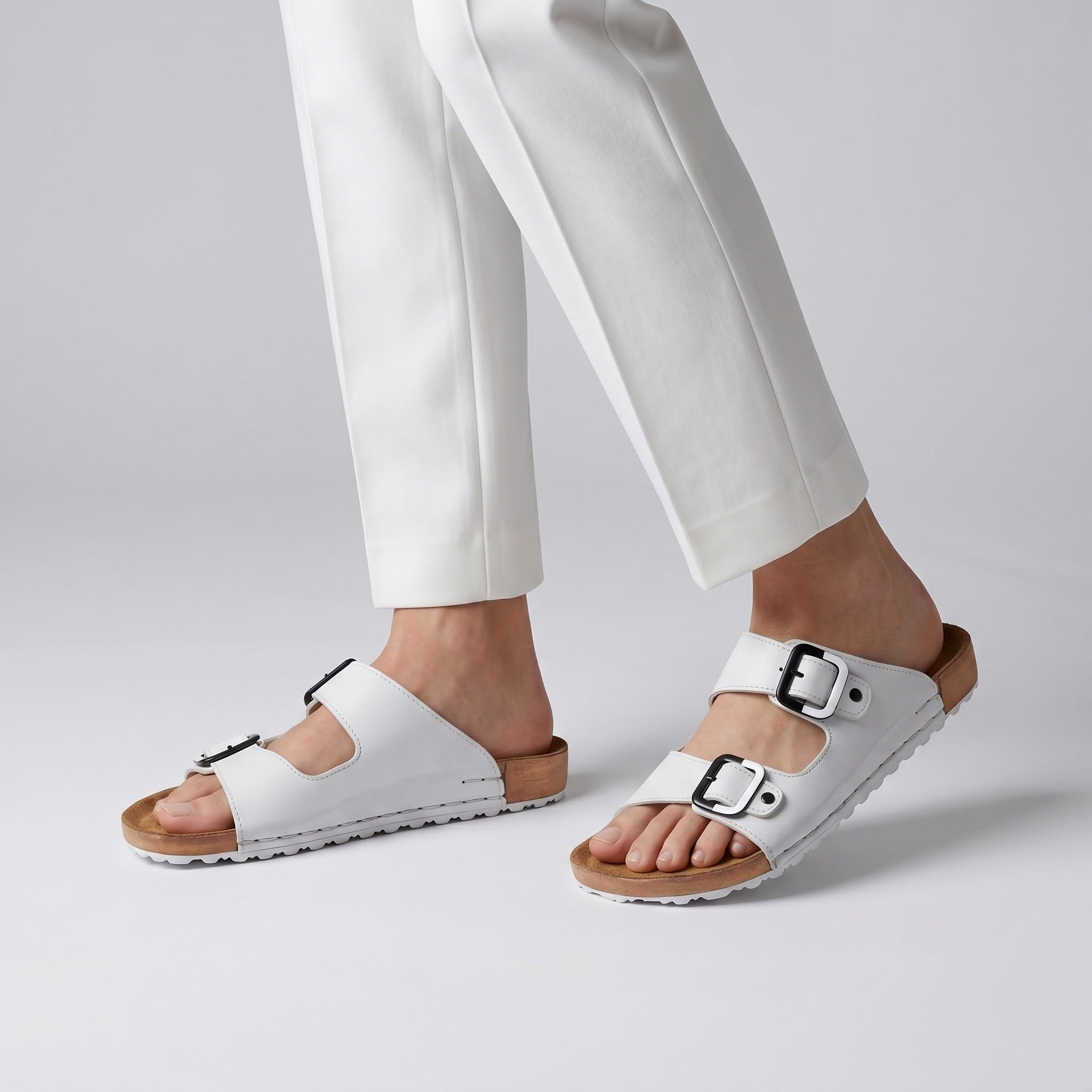 Mr. SHOES PREMIUM 2 BELT SANDAL WHITE
