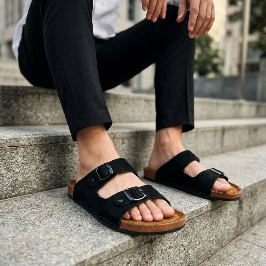 Mr. SHOES PREMIUM 2 BELT SANDAL BLACK