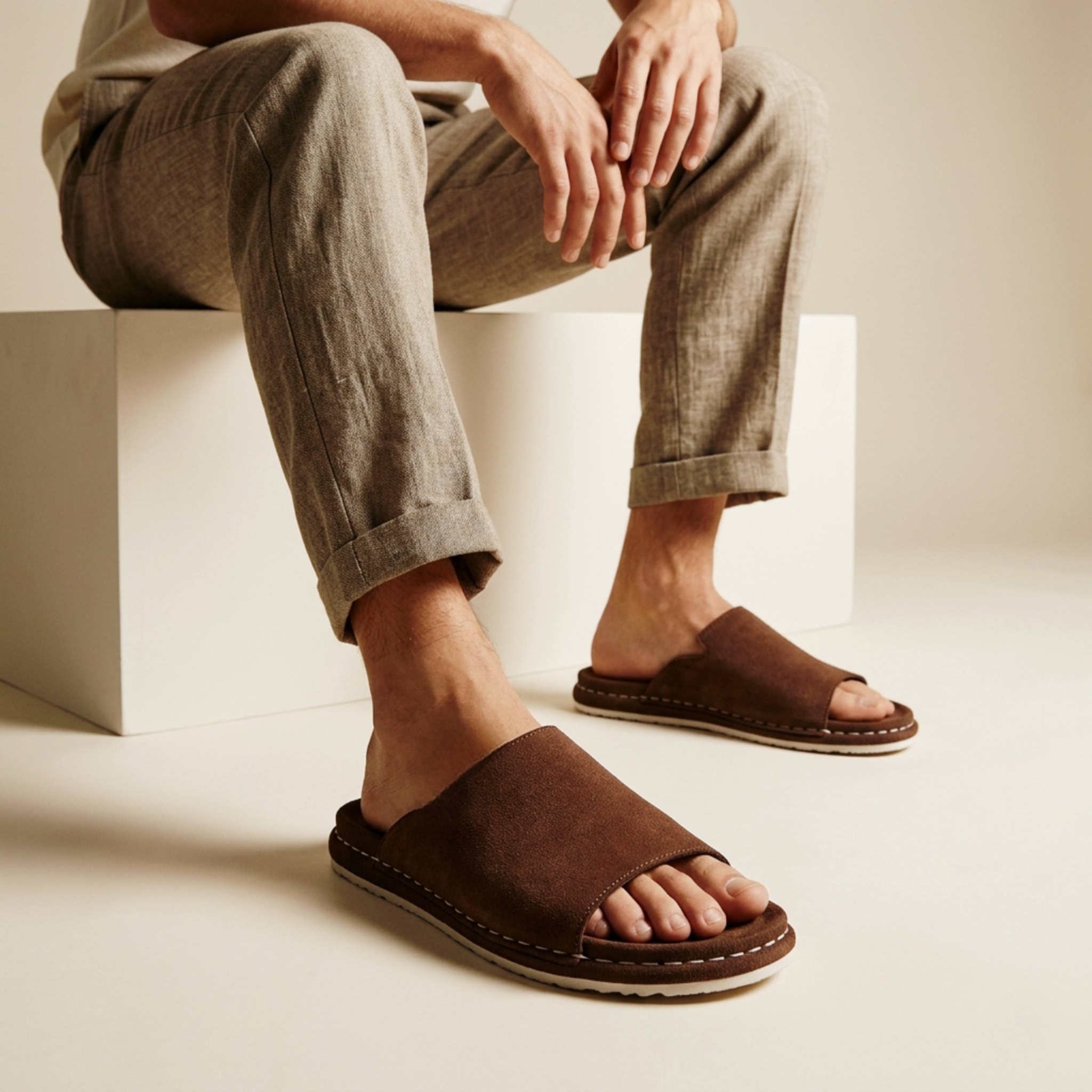 Mr. SHOES PREMIUM SLIDES CHOCLATE COLOUR