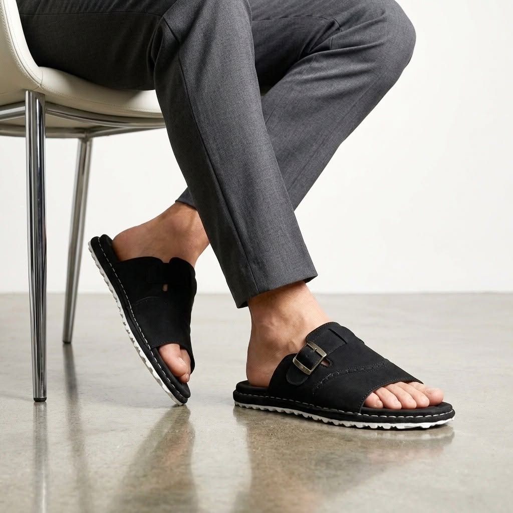 Mr. SHOES PREMIUM SLIDES BLACK COLOUR 0-1